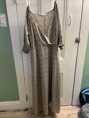 Lulu's Neutral Floral Maxi Dress in Beige
